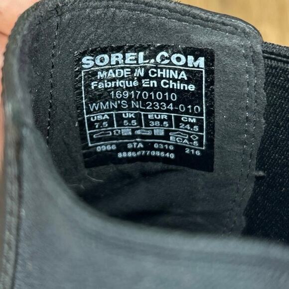 Sorel Women 7.5 Joan Of Arctic Boot Waterproof Black Chelsea Bootie Wedge Preppy - Picture 8 of 8